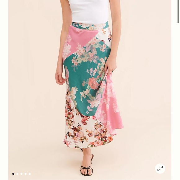 Anthropologie Dresses & Skirts - Anthropologie Pink and Green Wrap Maxi Skirt Resort Wear